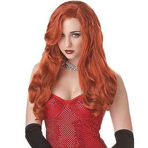 Halloween cosplay custom party mermaid ginger red curly wavy bombshell  hair wig